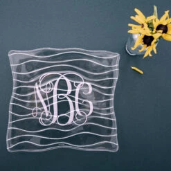 Personalized BambergCrystal Wave Platter, Square,
