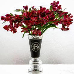 Milnerton Monogrammed Ceramic Vase, Available In Black Or White Finish, 9" And11"