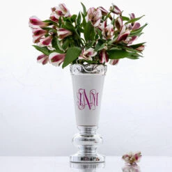 Milnerton Monogrammed Ceramic Vase, Available In Black Or White Finish, 9" And 11"