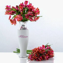 Fairview Ceramic Vase, Personalized, Available In Black Or White Finish, 11" Or 9"