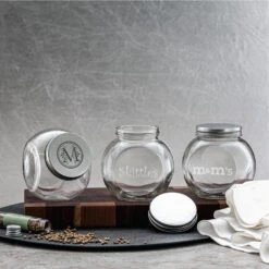 Slanted Glass Jar W/Sealed Lid