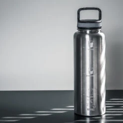 Drink Tracker Brushed Chrome Thermal Bottle - Personalized