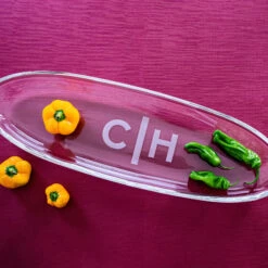 Etched Crystal Oval Canape Tray